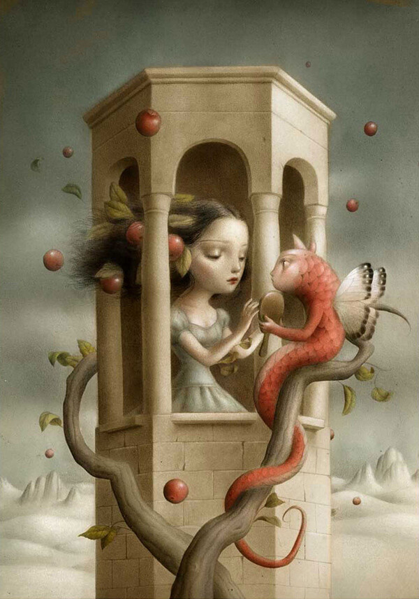 Nicoletta Ceccoli，意大利女插画师，从1995年起已绘制超过30本儿童读物的插画，2001年被评为意大利年度最佳插画师，她的作品充满幻想、魔术、奇怪的生物和有如娃娃般的人物。官方网站：http://www.nicolettaceccoli.com/