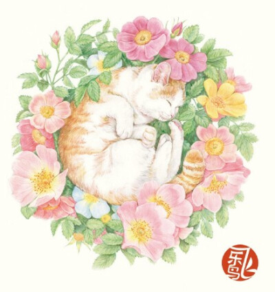 #飞乐鸟作品#《莳花绘-花猫》——钟声敲响的零点、阳光正美的午后，晚风扫过落叶的傍晚，在不同的时间里，这些机灵的猫咪小家伙们都按耐不住自由的灵魂，要与自然中美丽的花朵共舞，在花间玩耍、休憩。当至美的莳花…