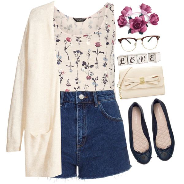 A fashion look from March 2015 featuring H&amp;amp;M, pink tops and cutoff shorts. Browse and shop related looks.