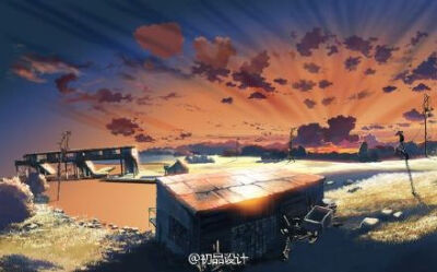 #初·插画分享#新海诚的天空 | 无论何时何地，仰望天空，总让人心旷神怡。