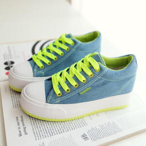 秋款低帮帆布鞋女内增高松糕厚底布鞋韩版潮休闲学生鞋板鞋女鞋子