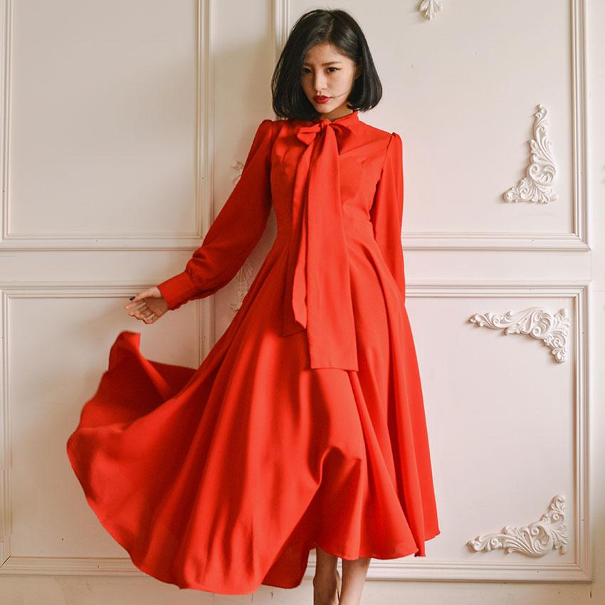 大喜自制款 复古宫廷飘逸大摆70年代经典复古款正红裙