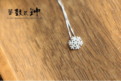 【慕容雪】925纯银纯洁雪花素银项链 淑女甜美款 手工新品 蛇骨链