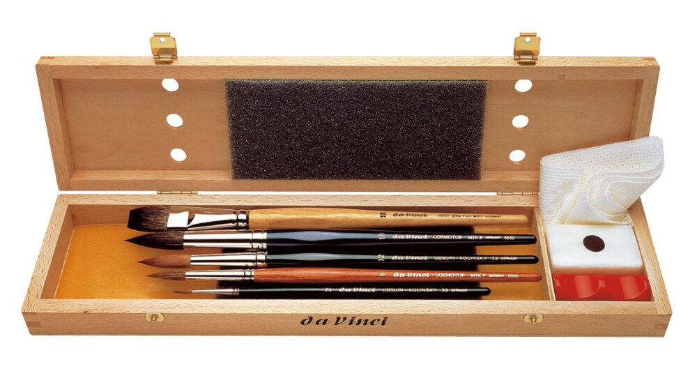 Da Vinci Series 5240 Watercolor Deluxe Wood Box 5 Brush Set