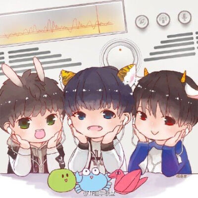 #TF画手联盟# #TFBOYS# 艰难共同承担，快乐一起分享，最好的盛世，给最好的缺一不可的你们~~ （画手依次：树屋君，胖大海，爱酱，莲，T-Moolast，HORNHORN