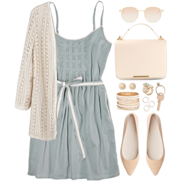 A fashion look from March 2015 featuring green dress, chiffon cardigan and pointy shoes. Browse and shop related looks.