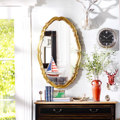 奇居良品 家居客厅卫浴壁饰 凯瑟欧式奢华墙面PU装饰镜子 H款