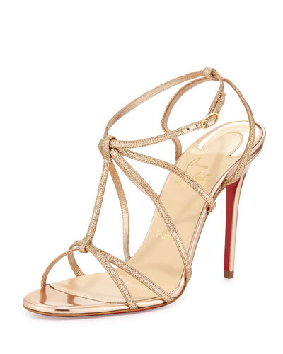 Christian Louboutin Youpiyou Glittered Red Sole Sandal, Nude