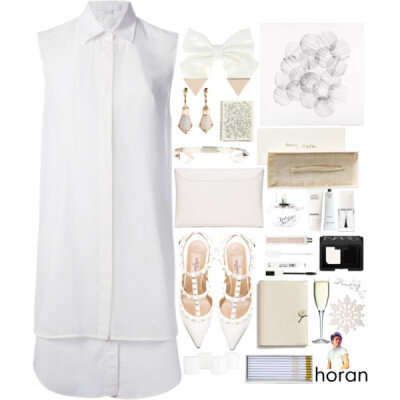 A fashion look from November 2013 featuring white layered dress, ivory shoes and white purse. Browse and shop related looks.