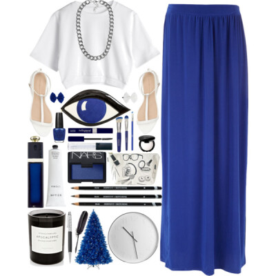 A fashion look from December 2013 featuring ankle length skirt, studded sandals and patent purse. Browse and shop related looks.