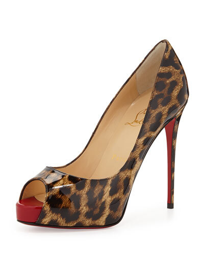 X2EEV Christian Louboutin New Very Prive Leopard-Print Patent Red Sole Pump