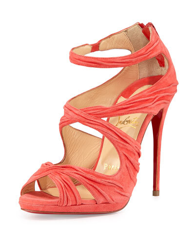 X2EBA Christian Louboutin Kashou Suede Red Sole Sandal