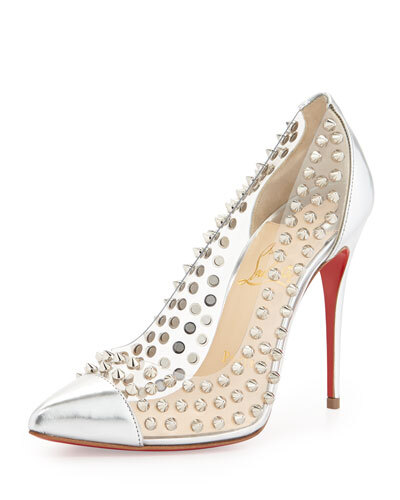 X253C Christian Louboutin Spike Studded Red Sole Pump
