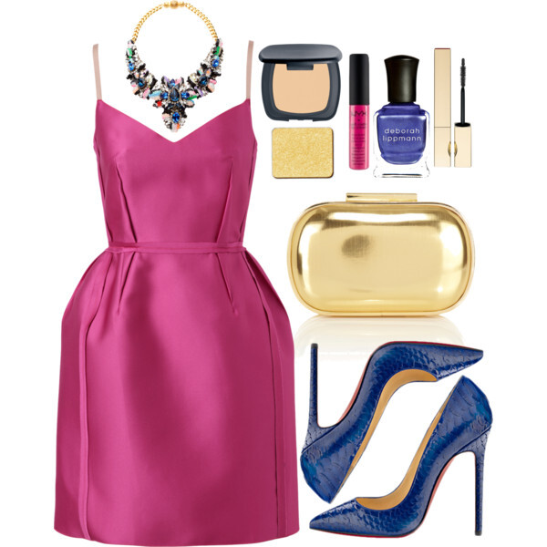 A fashion look from March 2015 featuring satin cocktail dress, beige clutches and shourouk necklace. Browse and shop related looks.