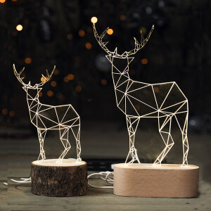 北欧实木创意鹿灯 宜家简约动物台灯小鹿夜灯创意生日礼物礼品