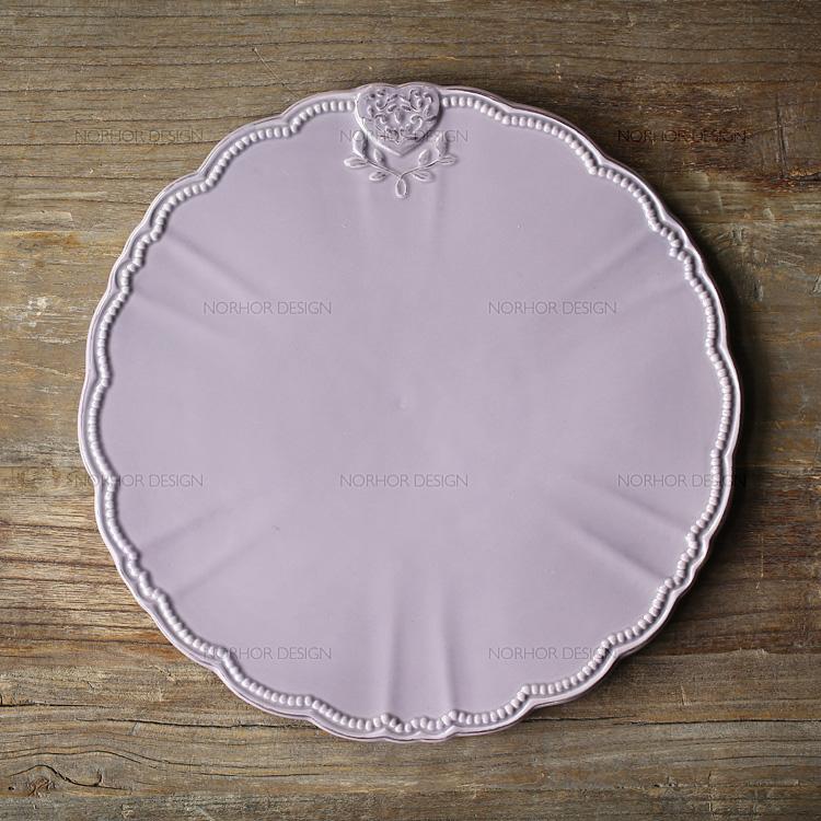 北欧表情法式乡村浮雕高温陶瓷餐具森女爱心蛋糕盘托盘