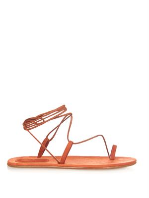 Suede ankle-wrap sandals