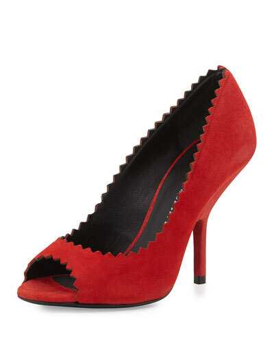 X2MPR Giuseppe Zanotti Suede Peep-Toe High-Heel Pump, Red