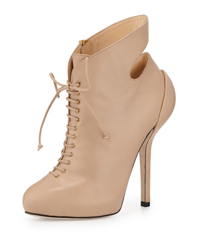 X2MXY Giuseppe Zanotti Leather High-Heel Lace-Up Bootie, Blush