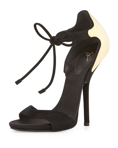 X2N4J Giuseppe Zanotti Suede Open-Toe Lace-Up Sandal, Black