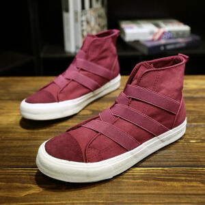 2015春款男士高帮一脚蹬帆布鞋韩版潮流松紧带懒人鞋休闲男鞋板鞋