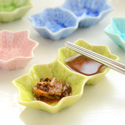 安安家 双格冰裂釉陶瓷小碟子 创意调味碟 火锅调料酱醋餐具