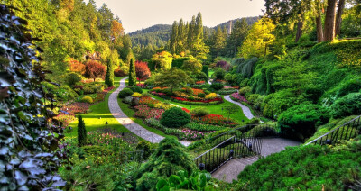 植物层次与色彩搭配（The Butchart gardens）