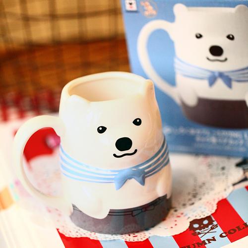 日本盒装 白熊咖啡馆陶瓷杯 白熊老板