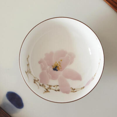 尚善景德镇手工手绘陶瓷五彩双釉品茗杯茶杯口杯粉彩锦兰