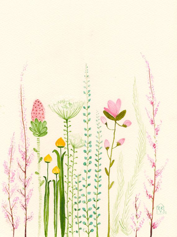 Garden original watercolor by Zuhalkanar