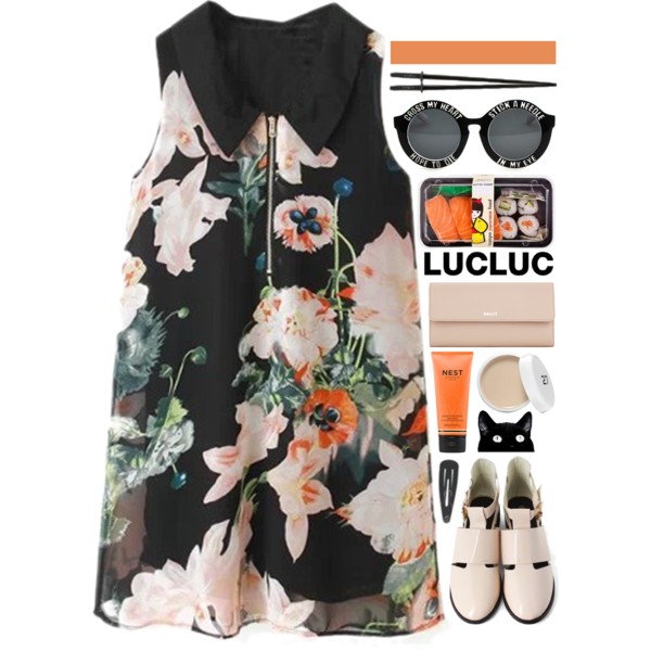 #lucluc @lucluc Shopping on: http://www.lucluc.com Dress: http://www.lucluc.com/dresses/lucluc-floral-print-crew-sleeveless-chiffon-dress.html Sunglasses: http://www.lucluc.com/accessories/lucluc-white-vintage-round-frame-alphabetical-sunglasses.html