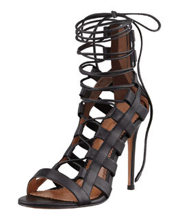 X1RY4 Aquazzura Amazon Lace-Up Ankle-Wrap Sandal