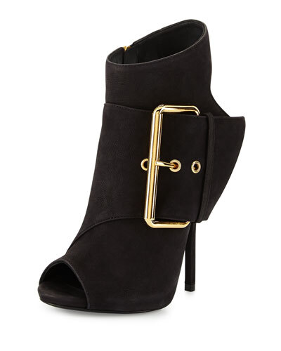 X2N4G Giuseppe Zanotti Leather Peep-Toe High-Heel Bootie,