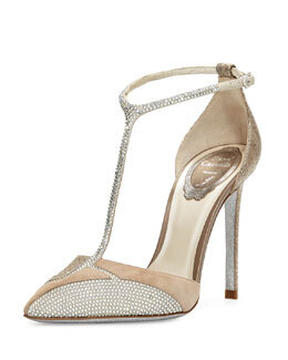 S09VH Rene Caovilla Patchwork Swarovski® Crystal T-Strap Sandal