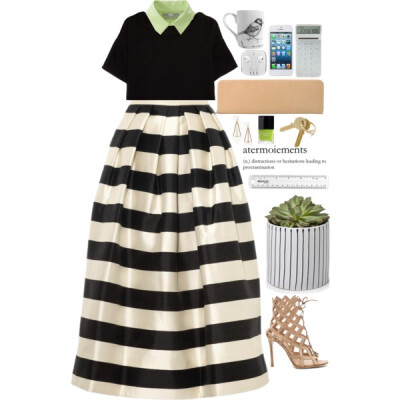 A fashion look from February 2015 featuring black checkered shirt, holiday shirts and striped skirt. Browse and shop related looks.