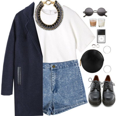 A fashion look from February 2014 featuring half sleeve shirts, single breasted coat and stretch jean shorts. Browse and shop related looks.