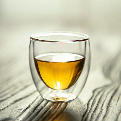 物生物双层蛋形一口杯 品茗杯耐热玻璃茶具威士忌白酒烈酒子弹杯