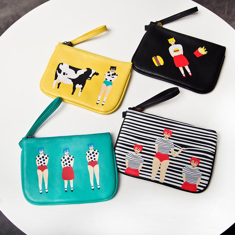 YIZI防盗皮革iphone6手拿包 小清新PU零钱包收纳包手机包特惠