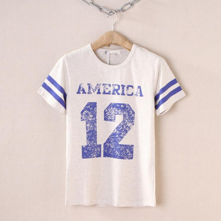 日系夏装字母印花t恤男装半截袖夏季短袖T恤男士修身半袖男潮