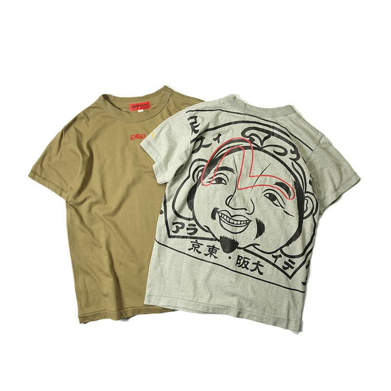 日牌 EVISU#YAMANE 水洗纯棉 刺绣 手绘福神 日式短袖T恤 TEE 2色