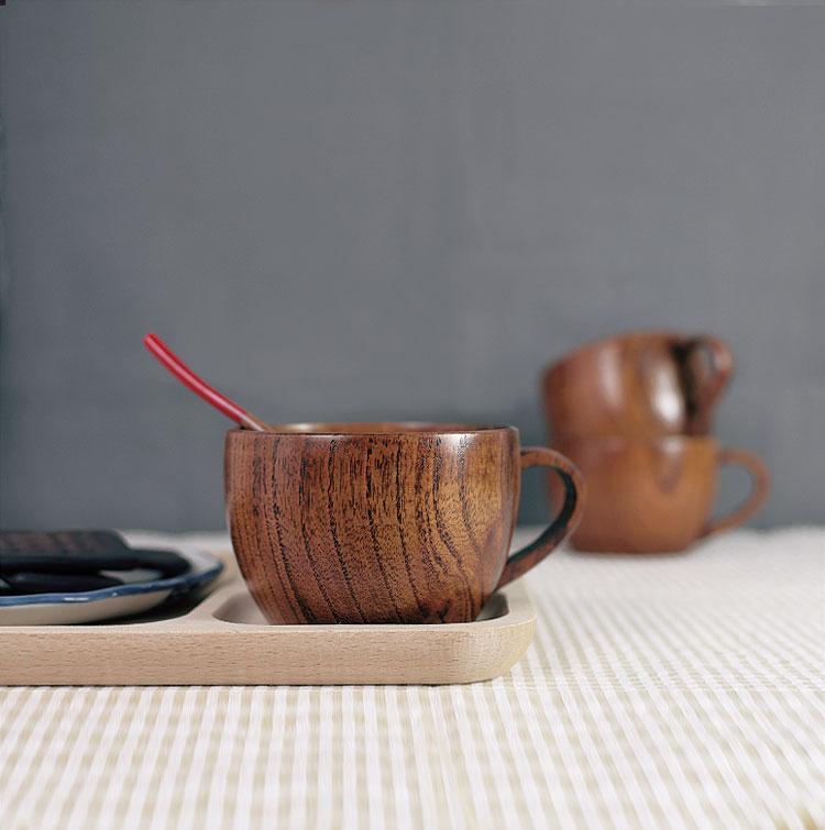木质茶杯 咖啡杯 水杯 下午茶杯 木杯子 牛奶杯 酸枣木带把 实木