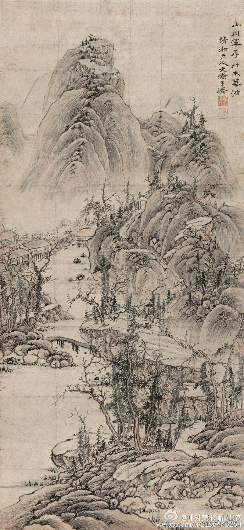 石濤（1630一1724年）1——生於廣西桂林，姓朱，名若極，小字阿長，為明室宗親，靖江王朱贊儀十世孫；明亡之後出家為僧，自號“苦瓜和尚”； 別號頗多，有枝下叟、濟山僧、石道人、靖江後人、清湘老人；晚年號瞎尊者、零丁老人等；清代明初著名畫家，僧人；與弘仁、髡殘、朱耷三人並稱為“清初四僧”。