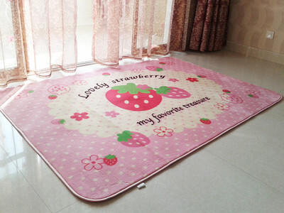 草莓花朵客厅卧室门厅地毯 儿童玩耍爬爬地垫 卧室床边毯飘窗地毯