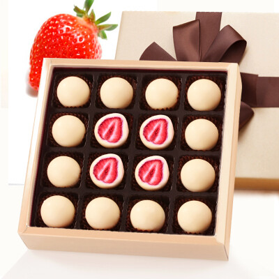 loncy进口零食巧克力礼盒 整颗草莓夹心松露巧克力 超好吃包邮