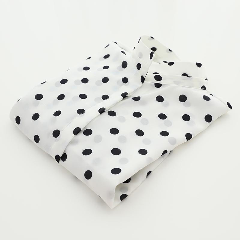 甜美复古波点雪纺衫2015春夏宽松中长款雪纺防晒衣 W9060