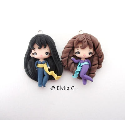 Cat's eye polymer clay charms by elvira-creations