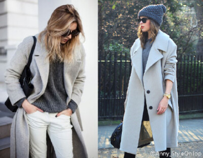 #SOT搭配# 灰色大衣是秋冬最百搭的单品之一，简约的大衣造型加上灰色的质感沉稳，显露出来非常迷人的干练色彩。