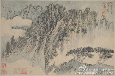 清 石濤《山水圖冊》2 —— 紙本設色，清代石濤國畫作品。