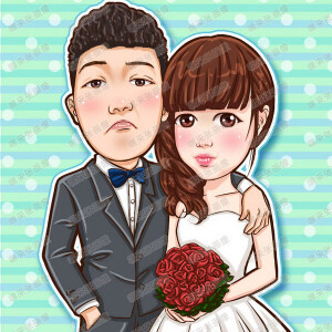 手绘Q版婚礼电子喜帖漫画设计双人婚礼情侣头像【嘿来张画像】
