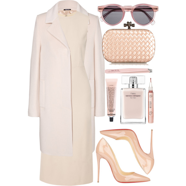 A fashion look from April 2015 featuring midi dress, pastel pink coat and pointed toe pumps. Browse and shop related looks.